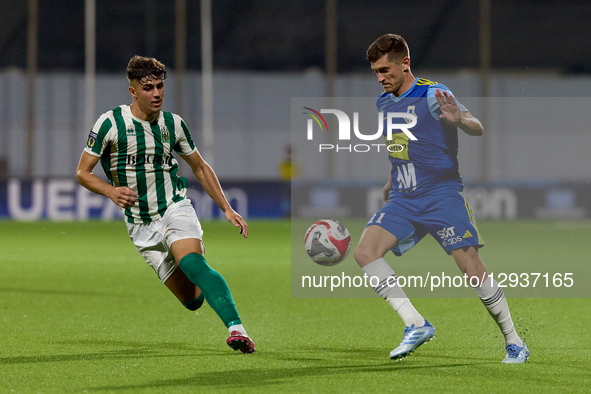 Myles Beerman of Sliema Wanderers plays against Owen Spiteri of Floriana during the YoHealth Malta Premier League soccer match between Flori... by Domenic Aquilina/NurPhoto