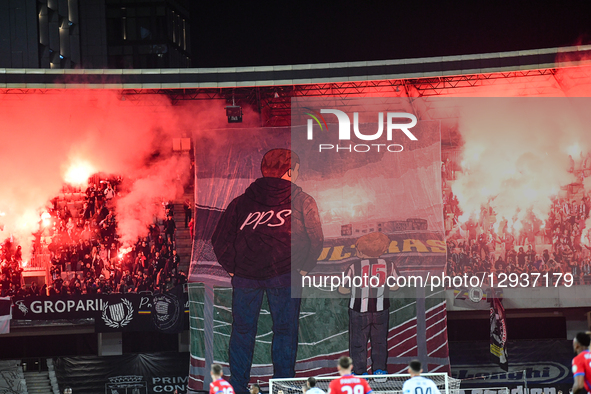 Fans of Universitatea Cluj attend the Romanian Superliga match between Universitatea Cluj and FCSB at Cluj Arena in Cluj, Romania, on Novemb... by Flaviu Buboi/NurPhoto