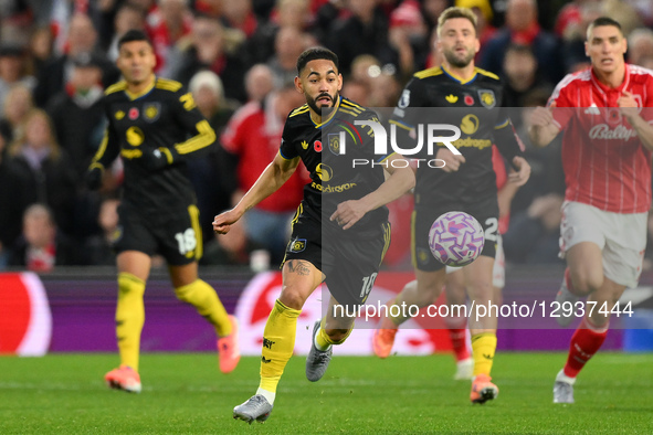 Matheus Cunha of Manchester United plays during the Premier League match between Nottingham Forest and Manchester United at the City Ground... by MI News/NurPhoto