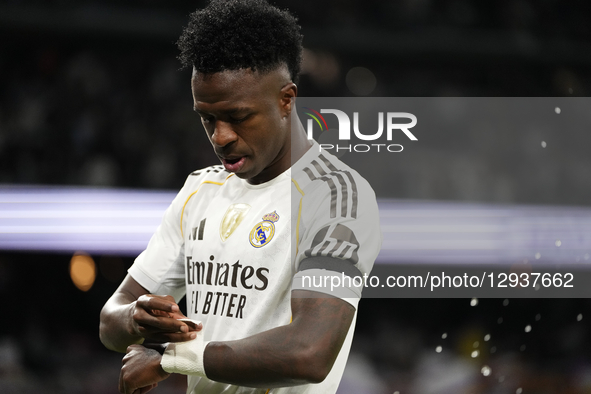 Vinicius Junior left winger of Real Madrid and Brazil prior the La Liga EA Sports match between Real Madrid CF and Valencia CF at Estadio Sa... by Jose Breton/NurPhoto