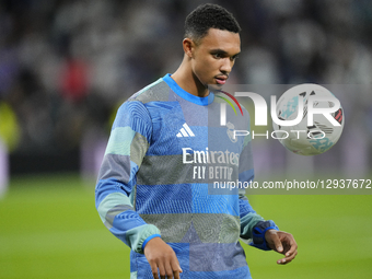 Trent Alexander-Arnold right-back of Real Madrid and England  during the warm-up before the La Liga EA Sports match between Real Madrid CF a... by Jose Breton/NurPhoto