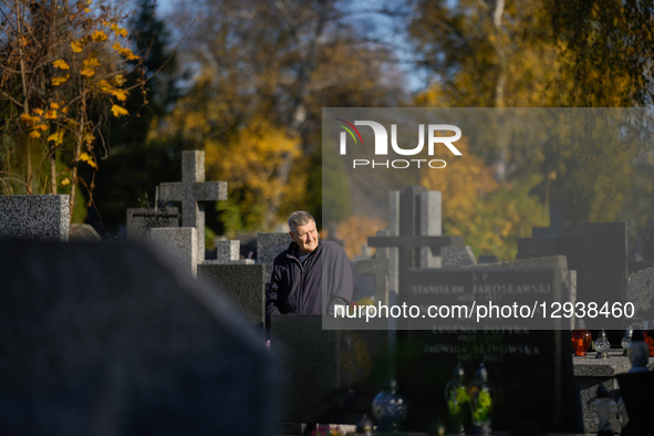 Visitors are seen at the Brodno Cemetery in Warsaw, Poland on 01 November, 2025.  by Jaap Arriens/NurPhoto
