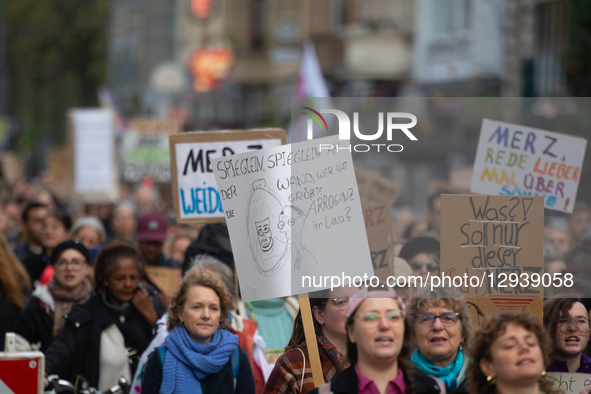 Thousands of people take part in the big demonstration against Chancellor Merz's immigration policy in Cologne, Germany, on November 2, 2025... by Ying Tang/NurPhoto