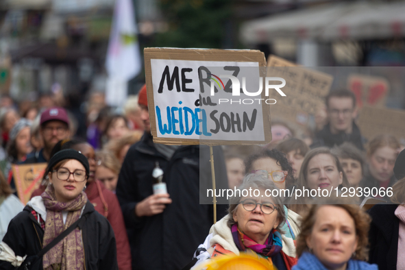 Thousands of people take part in the big demonstration against Chancellor Merz's immigration policy in Cologne, Germany, on November 2, 2025... by Ying Tang/NurPhoto