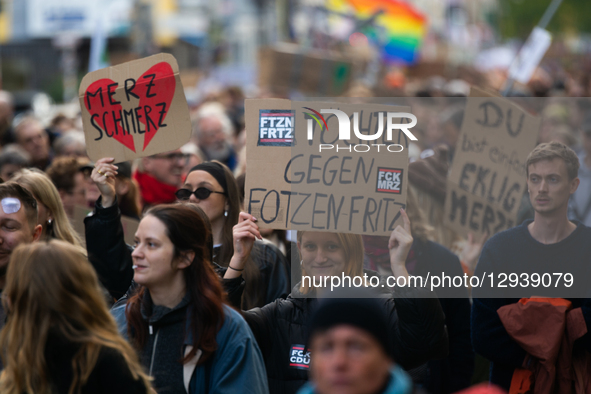 Thousands of people take part in the big demonstration against Chancellor Merz's immigration policy in Cologne, Germany, on November 2, 2025... by Ying Tang/NurPhoto