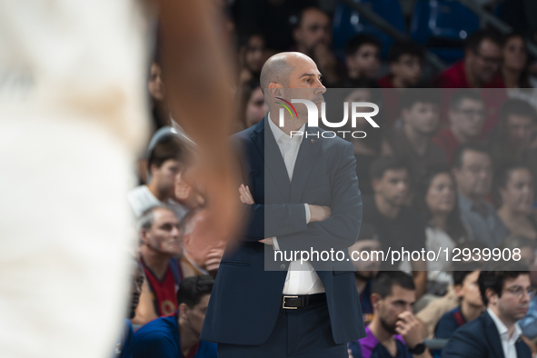 Joan Penarroya, coach of FC Barcelona, looks seriously at the game during Matchday 5 of the Liga ACB Endesa Spanish Basketball League betwee... by Ruben De La Rosa/NurPhoto