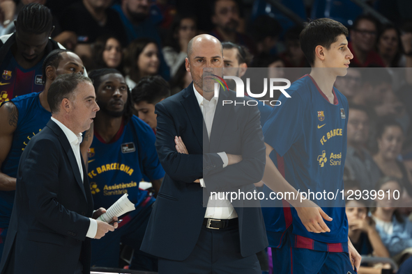 JOAN PENARROYA, coach of FC Barcelona, looks at the camera with a very angry face during MATCHDAY 5 of the Liga ACB Endesa Spanish Basketbal... by Ruben De La Rosa/NurPhoto