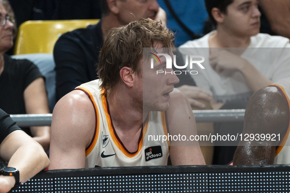 Sander Raieste, a player for UCAM Murcia, sits on the bench during Matchday 5 of the Liga ACB Endesa Spanish Basketball League between FC Ba... by Ruben De La Rosa/NurPhoto