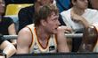 Sander Raieste, a player for UCAM Murcia, sits on the bench during Matchday 5 of the Liga...