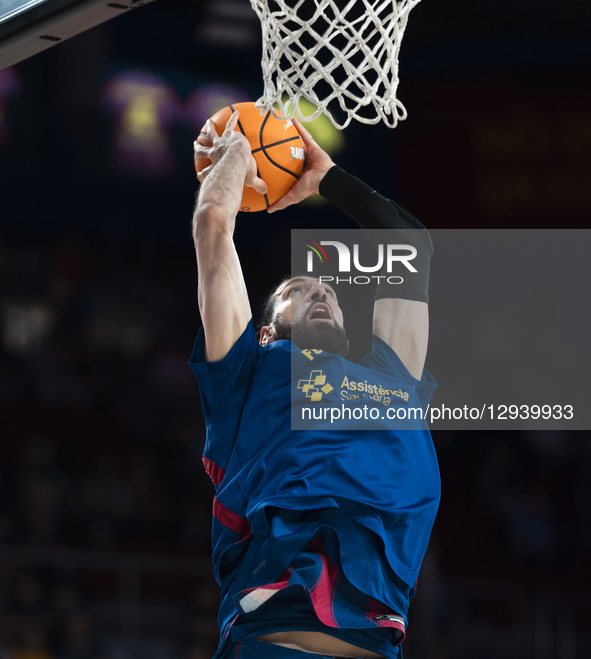 TORNIKE SHENGELIA of FC Barcelona warms up during MATCHDAY 5 of the Liga ACB Endesa Spanish Basketball League between FC BARCELONA and UCAM... by Ruben De La Rosa/NurPhoto