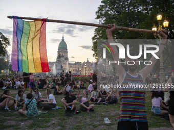A massive crowd fills Buenos Aires, Argentina, on November 1, 2025, in defense of the LGBTQ+ community and against hate and violence. With f... by Catriel Gallucci Bordoni/NurPhoto