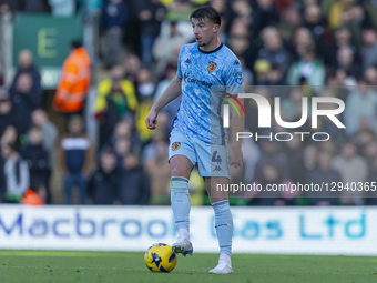 Charlie Hughes of Hull City is on the ball during the Sky Bet Championship match between Norwich City and Hull City at Carrow Road in Norwic... by MI News/NurPhoto