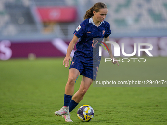#12 Moreau-T (Defender) of France U-17 is in action during the FIFA U-17 Women's World Cup Morocco 2025 quarter-final match between France a... by Andrea  Amato/NurPhoto