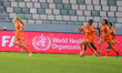 Derks R. J. E., forward of Netherlands U-17, celebrates the 2-2 goal during the FIFA U-17...