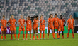 The Netherlands line up for the penalty shootout during the FIFA U-17 Women's World Cup Mo...