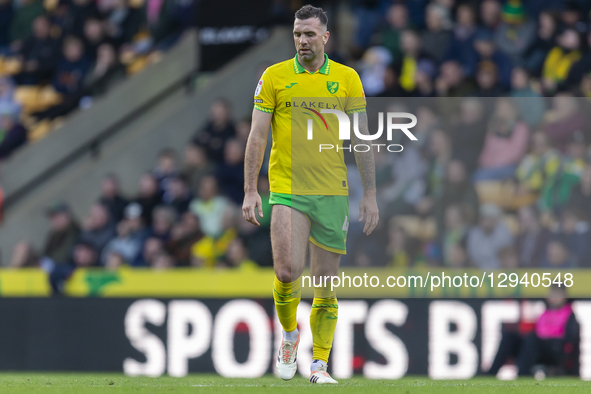 Shane Duffy of Norwich City plays during the Sky Bet Championship match between Norwich City and Hull City at Carrow Road in Norwich, Englan... by MI News/NurPhoto