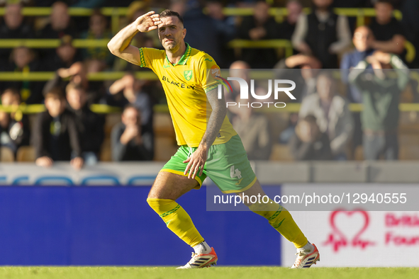 Shane Duffy of Norwich City plays during the Sky Bet Championship match between Norwich City and Hull City at Carrow Road in Norwich, Englan... by MI News/NurPhoto
