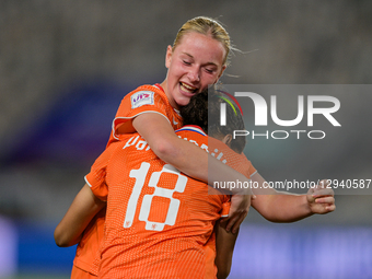 The Netherlands celebrate reaching the semi-finals during the FIFA U-17 Women's World Cup Morocco 2025 quarter-final match between France an... by Andrea  Amato/NurPhoto