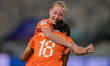The Netherlands celebrate reaching the semi-finals during the FIFA U-17 Women's World Cup...
