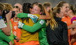The Netherlands celebrate reaching the semi-finals during the FIFA U-17 Women's World Cup...