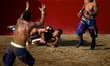 A Santo Spirito Bianchi player fights against a La Santa Croce Azzuri player during the Ca...