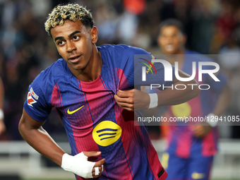 Lamine Yamal celebrates during the match between FC Barcelona and Elche CF, corresponding to week 11 of LaLiga EA Sports, played at the Llui... by Urbanandsport/NurPhoto