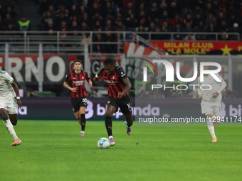 Rafael Leao of AC Milan is in action during the Serie A match between AC Milan and AS Roma at Giuseppe Meazza Stadium in Milan, Italy, on No... by Mattia Martegani/NurPhoto