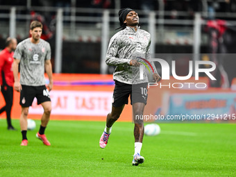 Rafael Leao of AC Milan is in action during the Italian Serie A football match between AC Milan and AS Roma at Giuseppe Meazza San Siro Stad... by Tiziano Ballabio/NurPhoto