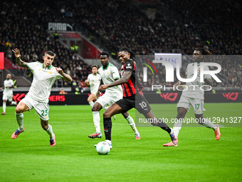 Rafael Leao of AC Milan is in action during the Italian Serie A football match between AC Milan and AS Roma at Giuseppe Meazza San Siro Stad... by Tiziano Ballabio/NurPhoto