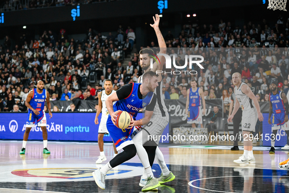 Nikola Popovic and Dusan Miletic are in action during the U-BT Cluj-Napoca vs. Igokea M:Tel game in the ABA League, held at BT Arena in Cluj... by Flaviu Buboi/NurPhoto