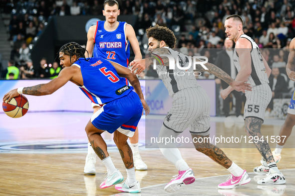 Breein Tyree and Jeffery Matthew Taylor are in action during the U-BT Cluj-Napoca vs. Igokea M:Tel game in the ABA League, held at BT Arena... by Flaviu Buboi/NurPhoto