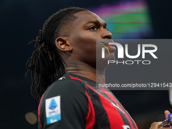 Rafael Leao plays during the AC Milan against AS Roma match in Serie A at Stadio Meazza in San Siro, Italy, on November 2, 2025.  by Alessio Morgese/NurPhoto