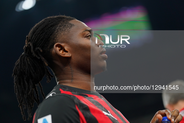 Rafael Leao plays during the AC Milan against AS Roma match in Serie A at Stadio Meazza in San Siro, Italy, on November 2, 2025.  by Alessio Morgese/NurPhoto