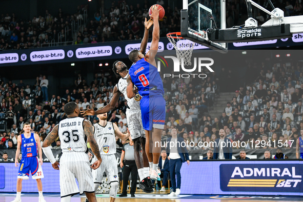 Nighael Ceaser and Nathan Mensah are in action during the U-BT Cluj-Napoca vs. Igokea M:Tel game in the ABA League, held at BT Arena in Cluj... by Flaviu Buboi/NurPhoto