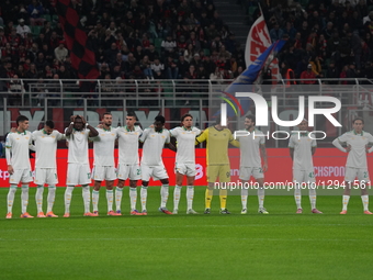 The team of AS Roma plays against AC Milan in Serie A at Stadio Meazza in San Siro, Italy, on November 2, 2025.  by Alessio Morgese/NurPhoto