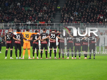 The team of AC Milan plays against AS Roma in Serie A at Stadio Meazza in San Siro, Italy, on November 2, 2025.  by Alessio Morgese/NurPhoto