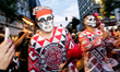 Participants in costumes take part in the annual Day of the Dead parade in Mexico City, Me...