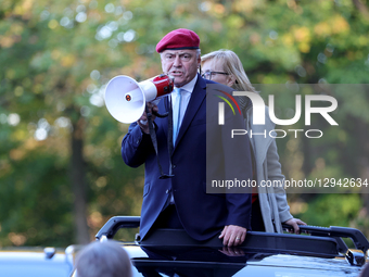 In Queens, New York, on November 2, 2025, mayoral candidate and Guardian Angels founder Curtis Sliwa, alongside his wife Nancy Sliwa, contin... by Luiz Rampelotto/NurPhoto