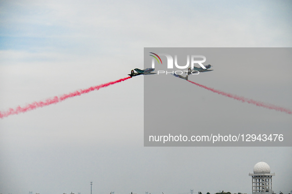 The Chinese Hongxing Performance Team performs an aerobatic show at Yaohu Airport in Nanchang City, Jiangxi Province, China, on November 2,... by Costfoto/NurPhoto