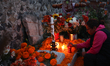 A person visits the cemetery during the Day of the Dead in San Andres Mixquic, Mexico on N...