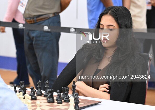 In Goa, India, on November 2, 2025, Divya Deshmukh from India participates in the Round 1 game at Resort Rio during the FIDE World Cup 2025.... by Ranjith Kumar/NurPhoto