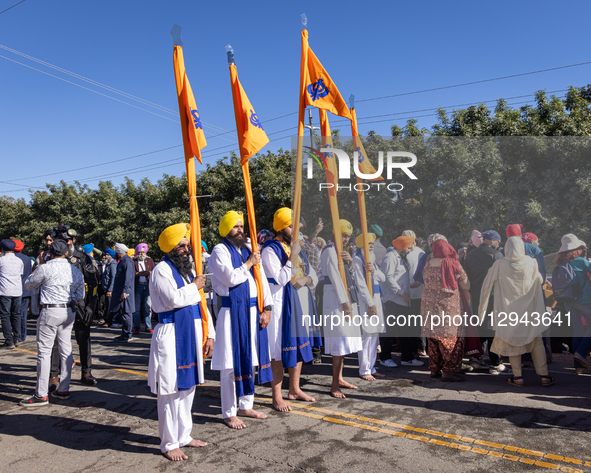 The 46th annual Sutter County Nagar Kirtan Sikh parade begins from the Gurdwara Sahib temple in Yuba City, Calif., on November 2, 2025.  by Penny Collins/NurPhoto
