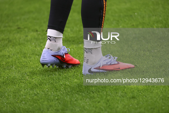 Nike Performance PHANTOM 6 LOW PRO FG is in action during the Serie A match between AC Milan and AS Roma in Milano, Italy, on November 3, 20... by Mairo Cinquetti/NurPhoto