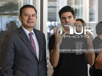 Prime Minister Luis Montenegro, Mayor of Porto Pedro Duarte, and Minister of Health Ana Paula Martins visit Sword Health's facilities and pa... by Rita Franca/NurPhoto