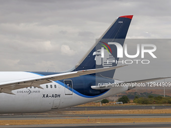 An Aeromexico Boeing 787-9 Dreamliner is on the runway after landing at Adolfo Suarez Airport in Madrid, Spain, on October 12, 2025.  by Urbanandsport/NurPhoto