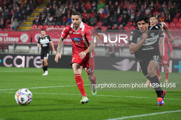 Patrick Ciurria and Giuseppe Aurelio participate in the match between AC Monza and Spezia Calcio, Serie B, at U-Power Stadium in Monza, Ital... by Alessio Morgese/NurPhoto