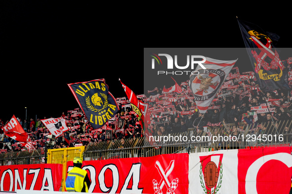 Supporters of AC Monza attend the match between AC Monza and Spezia Calcio, Serie B, at U-Power Stadium in Monza, Italy, on November 2, 2025... by Alessio Morgese/NurPhoto