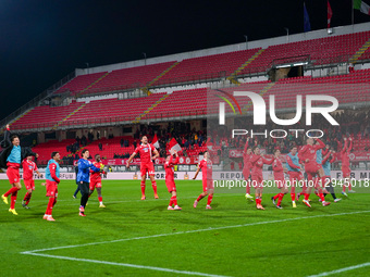 The team of AC Monza celebrates their win during the match against Spezia Calcio in Serie B at U-Power Stadium in Monza, Italy, on November... by Alessio Morgese/NurPhoto