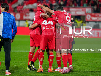 The team of AC Monza celebrates their win during the match against Spezia Calcio in Serie B at U-Power Stadium in Monza, Italy, on November... by Alessio Morgese/NurPhoto