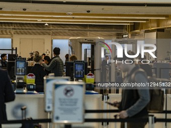 The view is around TSA workers at Reagan National Airport during the 34th day of the government shutdown in Washington, DC, on November 3, 2... by Andrew Thomas/NurPhoto